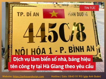 Dịch vụ làm biển số nhà, bảng hiệu tên công ty tại Hà Giang theo yêu cầu