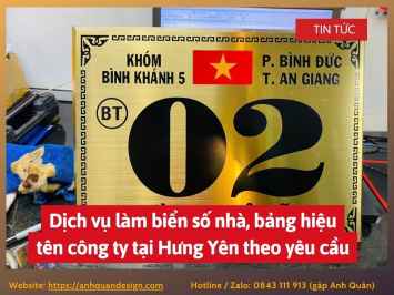 Dịch vụ làm biển số nhà, bảng hiệu tên công ty tại Hưng Yên theo yêu cầu