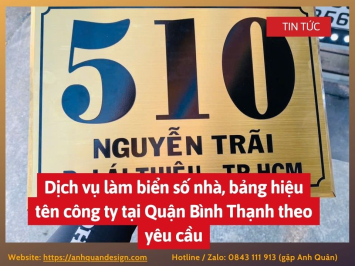  biển số nhà, bảng hiệu tên công ty tại Quận Bình Thạnh