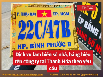 Dịch vụ làm biển số nhà, bảng hiệu tên công ty tại Thanh Hóa theo yêu cầu