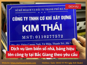Dịch vụ làm biển số nhà, bảng hiệu tên công ty tại Bắc Giang theo yêu cầu 0843111913