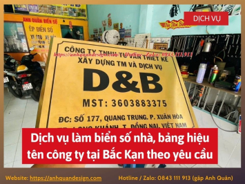 Dịch vụ làm biển số nhà, bảng hiệu tên công ty tại Bắc Kạn theo yêu cầu 0843111913