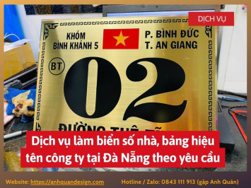 Dịch vụ làm biển số nhà, bảng hiệu tên công ty tại Đà Nẵng theo yêu cầu 0843111913