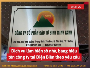 Dịch vụ làm biển số nhà, bảng hiệu tên công ty tại Điện Biên theo yêu cầu 0843111913