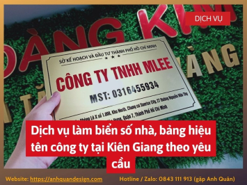 Dịch vụ làm biển số nhà, bảng hiệu tên công ty tại Kiên Giang theo yêu cầu 0843111913