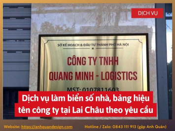 Dịch vụ làm biển số nhà, bảng hiệu tên công ty tại Lai Châu theo yêu cầu 0843111913