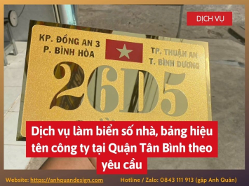 Dịch vụ làm biển số nhà, bảng hiệu tên công ty tại Quận Tân Bình 0843111913