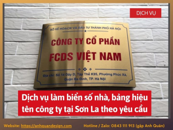 Dịch vụ làm biển số nhà, bảng hiệu tên công ty tại Sơn La theo yêu cầu 0843111913