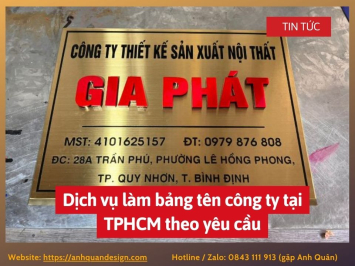 Dịch vụ làm bảng tên công ty tại TPHCM theo yêu cầu