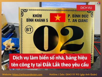 Dịch vụ làm biển số nhà, bảng hiệu tên công ty tại Đắk Lắk theo yêu cầu 0843111913