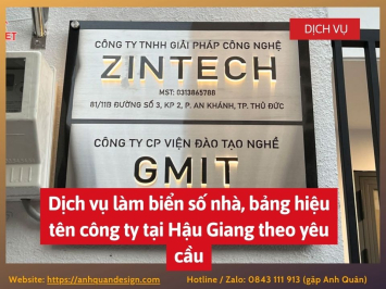 Dịch vụ làm biển số nhà, bảng hiệu tên công ty tại Hậu Giang theo yêu cầu 0843111913