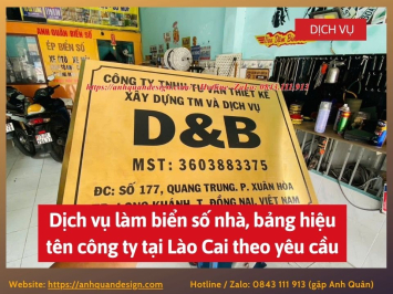 Dịch vụ làm biển số nhà, bảng hiệu tên công ty tại Lào Cai theo yêu cầu 0843111913