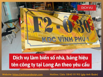 Dịch vụ làm biển số nhà, bảng hiệu tên công ty tại Long An theo yêu cầu 0843111913