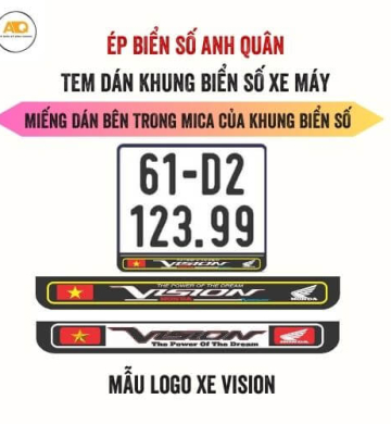 Decal Dán Biển Số Xe Máy Logo Honda Vision