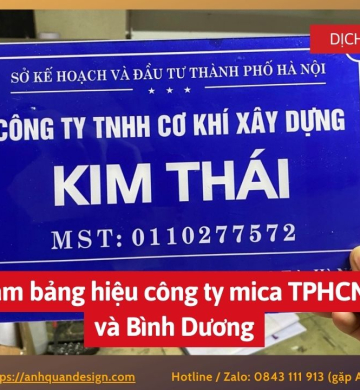 Làm bảng hiệu công ty mica TPHCM và Bình Dương 0843111913