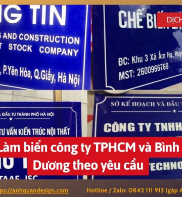 Làm biển công ty TPHCM và Bình Dương theo yêu cầu 0843111913
