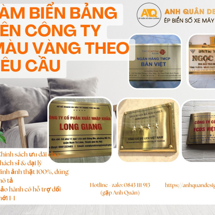 Bảng tên công ty màu vàng