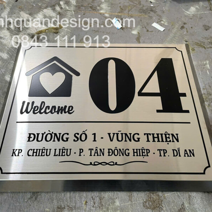 Biển Số Nhà Inox Xước