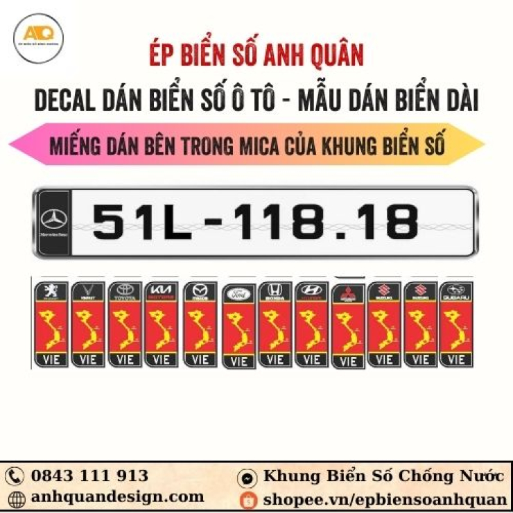 Decal Dán Biển Số Ô Tô | Mẫu Biển Dài Dán Bên Hông