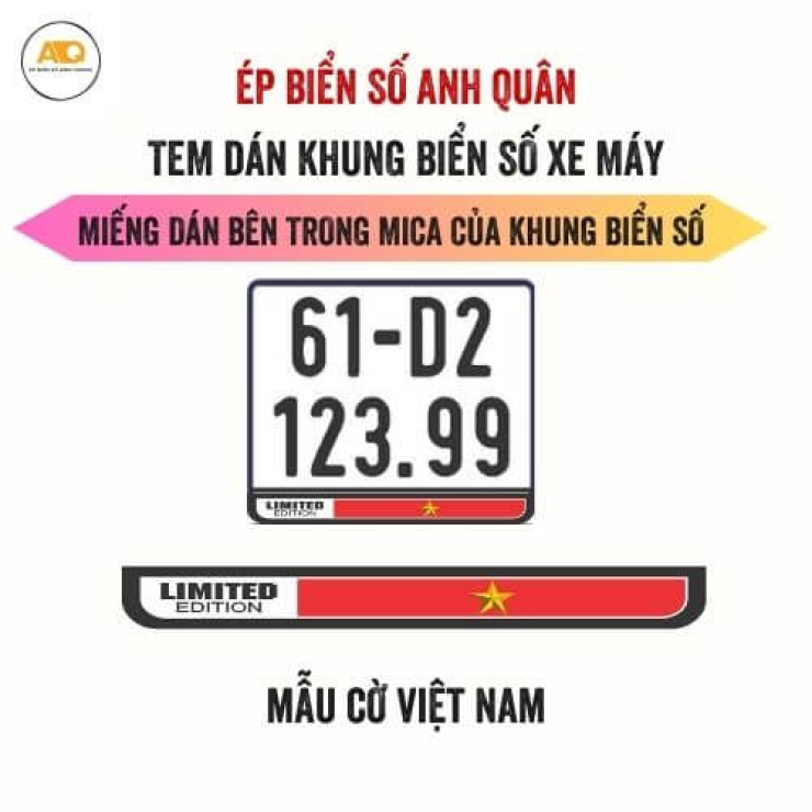 Decal Dán Khung Biển Số Xe Máy | Mẫu Cờ Việt Nam