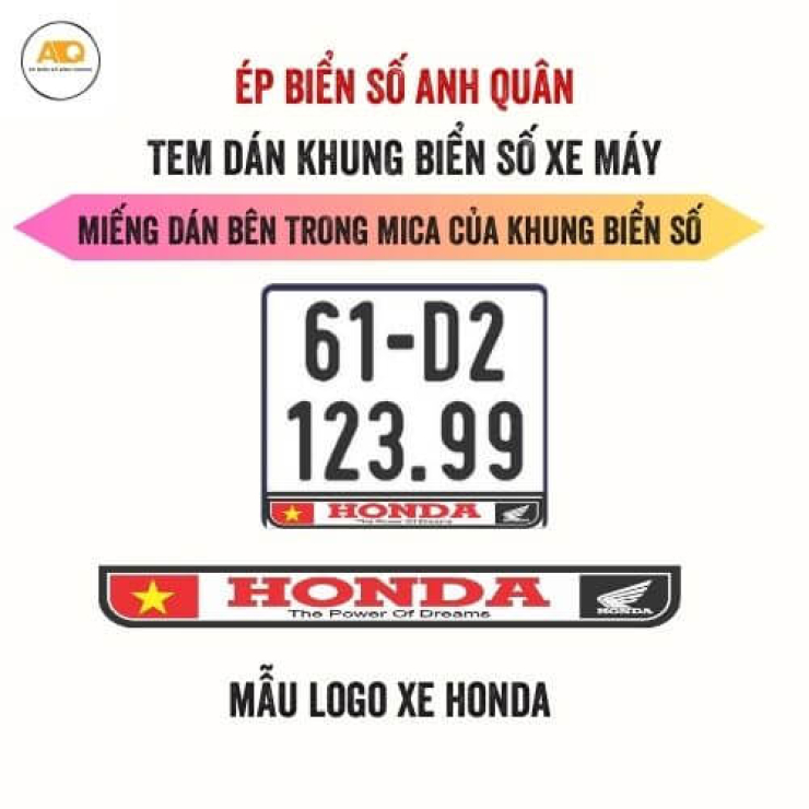 Decal Biển Số Xe Máy | Logo Honda Xe Máy