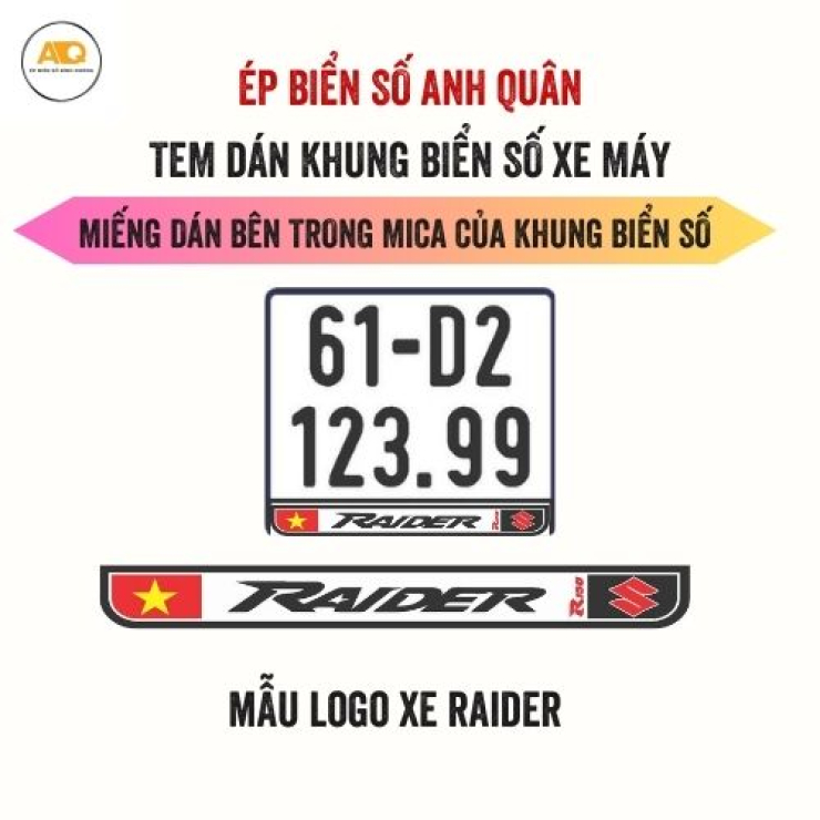 Decal Dán Biển Số Xe Máy Logo Raider