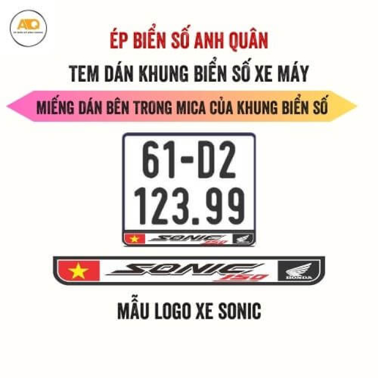 Decal Dán Biển Số Xe Máy Sonic Logo