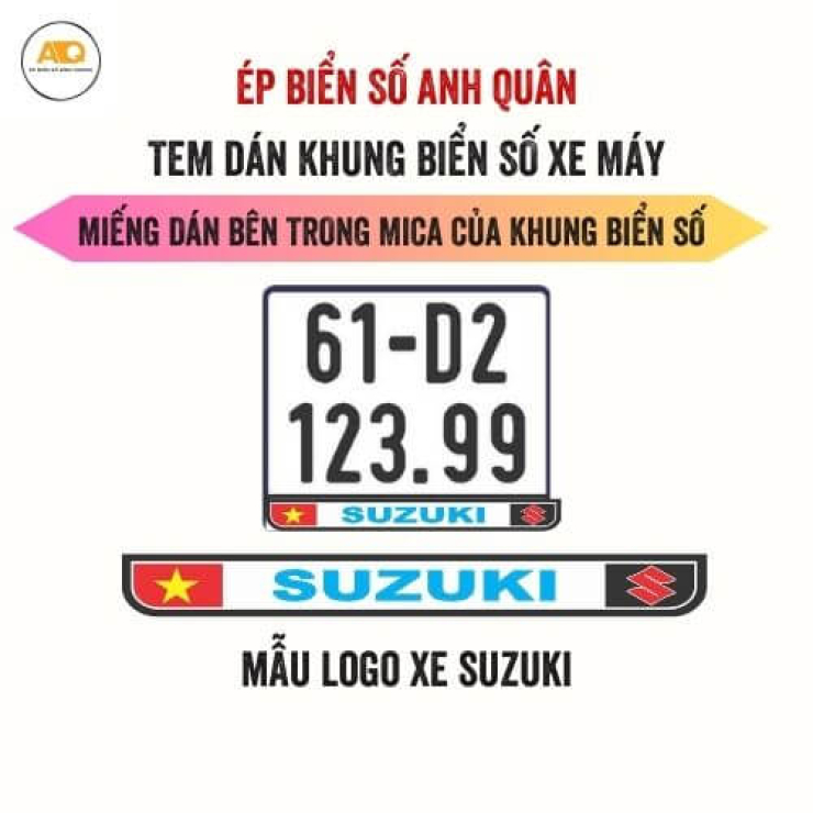 Decal Dán Biển Số Xe Máy Logo Suzuki