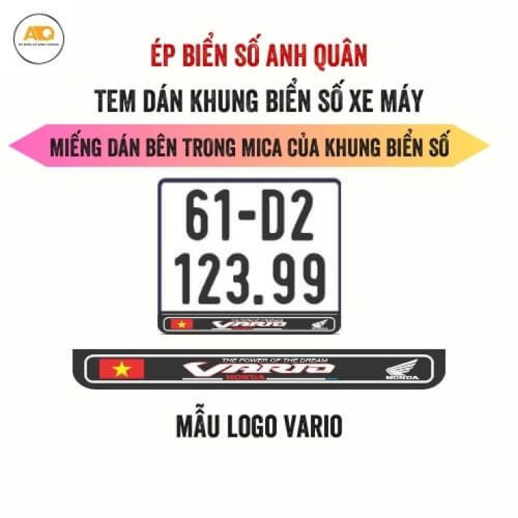 Decal Dán Biển Số Xe Máy Logo Vario