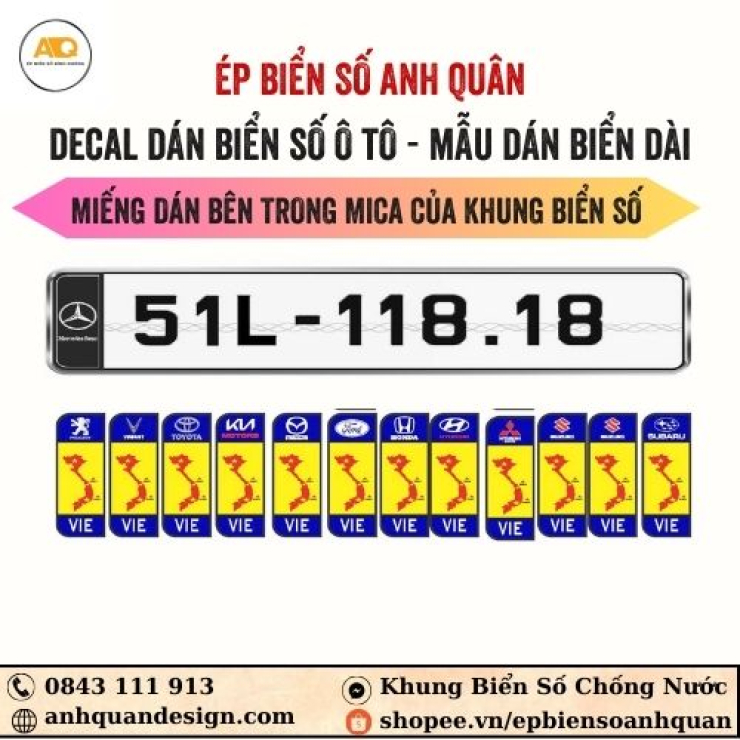 Decal Dán Biển Số Ô Tô | Mẫu Biển Dài Dán Bên Hông