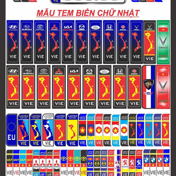 Ép Khung Biển Vuông Ô Tô Có Cờ