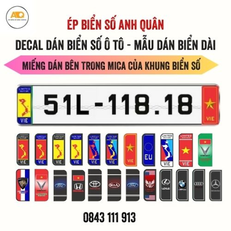Decal Dán Biển Số Ô Tô | Mẫu Biển Dài Dán Bên Hông