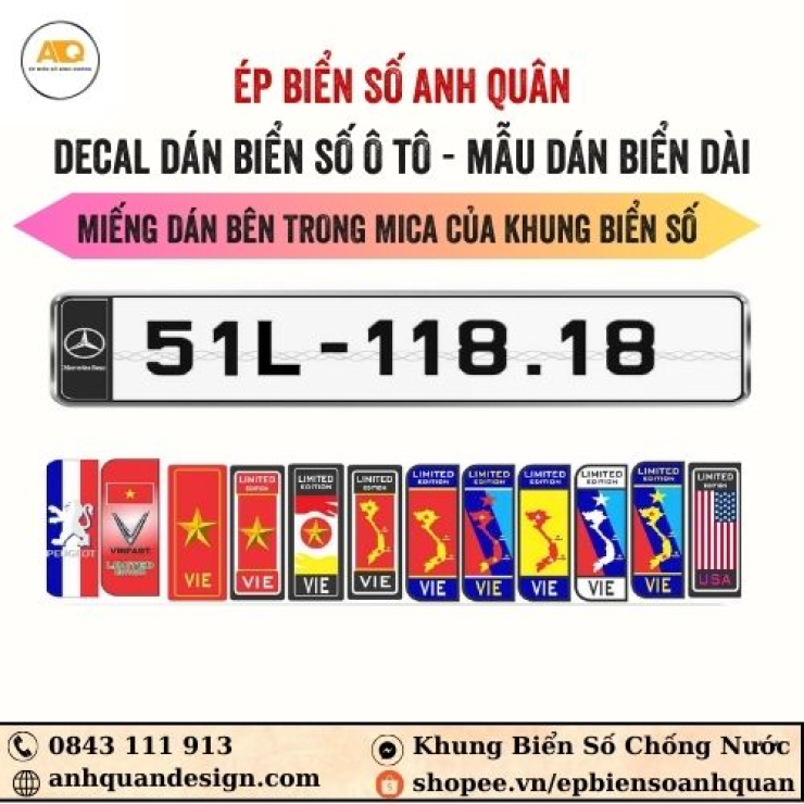 Decal Dán Biển Số Ô Tô | Mẫu Biển Dài Dán Bên Hông