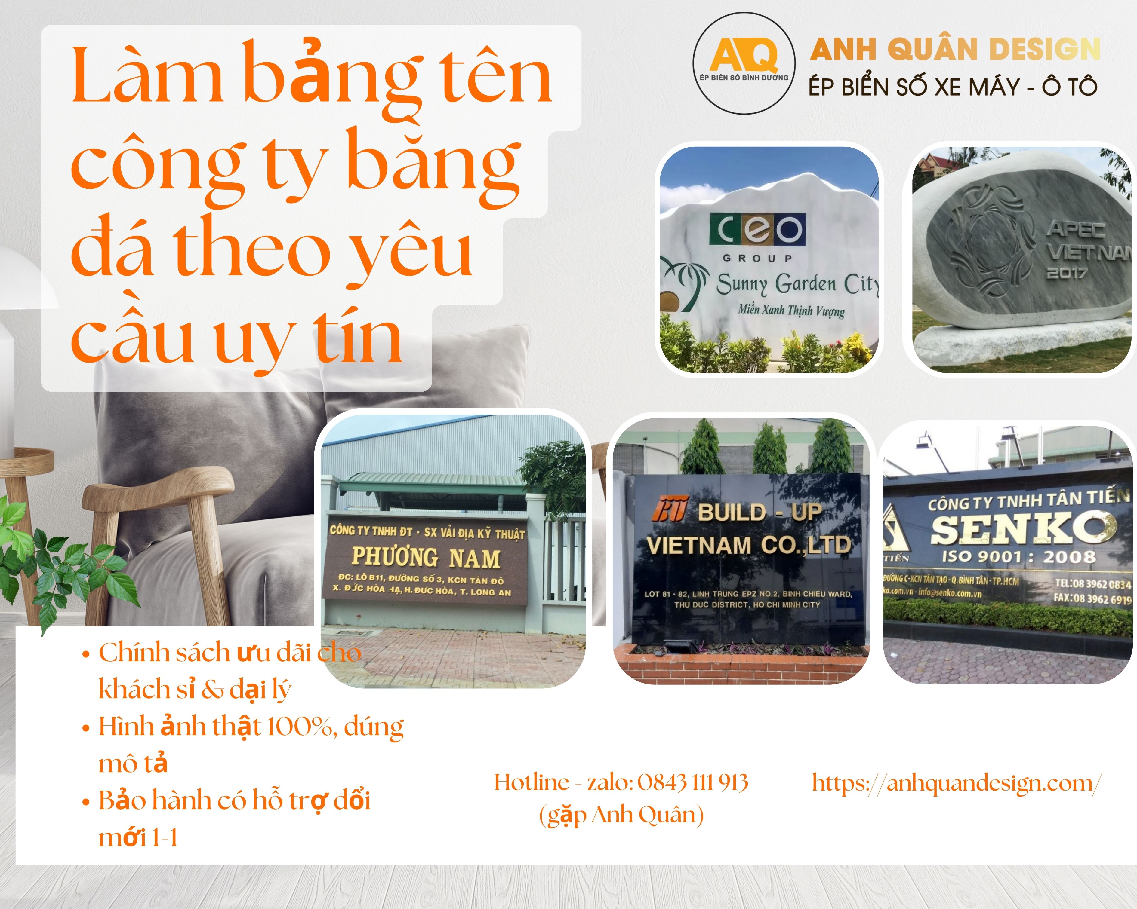 bảng tên công ty bằng đá