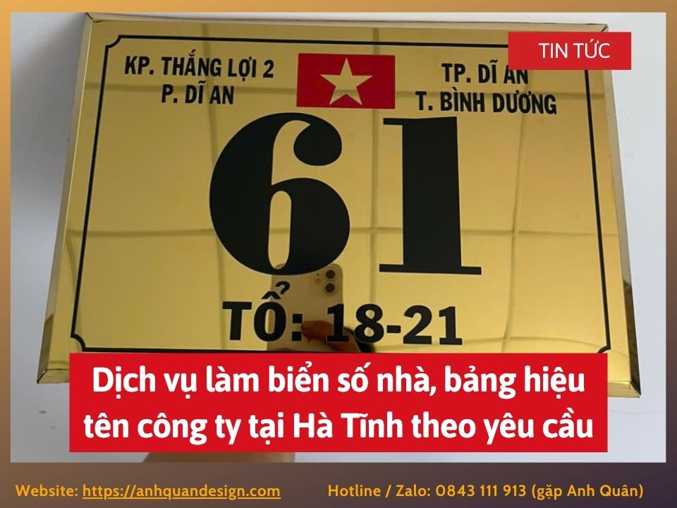Dịch vụ làm biển số nhà, bảng hiệu tên công ty tại Hà Tĩnh theo yêu cầu