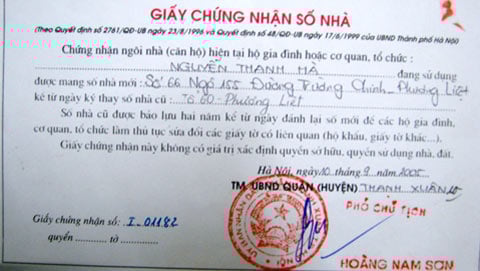 Quy trình thực hiện thủ tục xin cấp số nhà