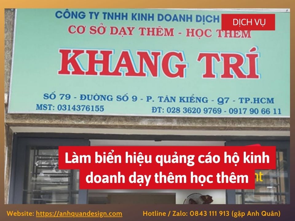 Làm biển hiệu quảng cáo hộ kinh doanh dạy thêm học thêm