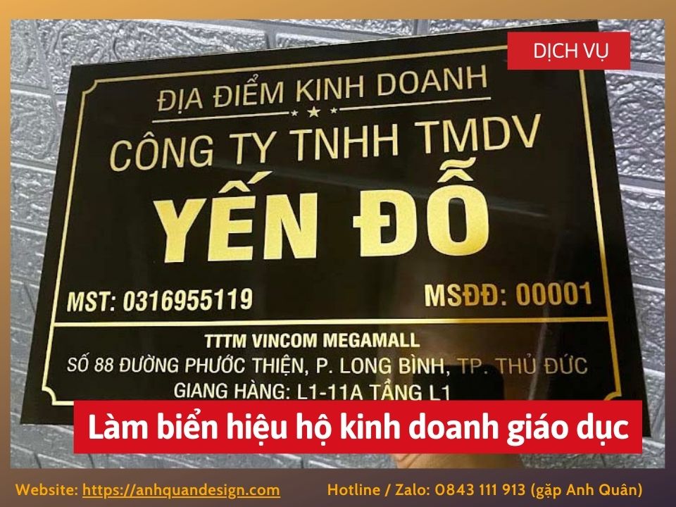 Làm biển hiệu hộ kinh doanh giáo dục