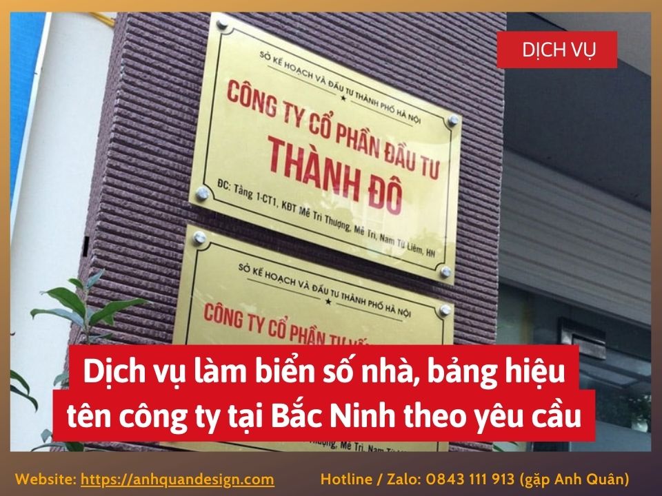 Dịch vụ làm biển số nhà, bảng hiệu tên công ty tại Bắc Ninh theo yêu cầu