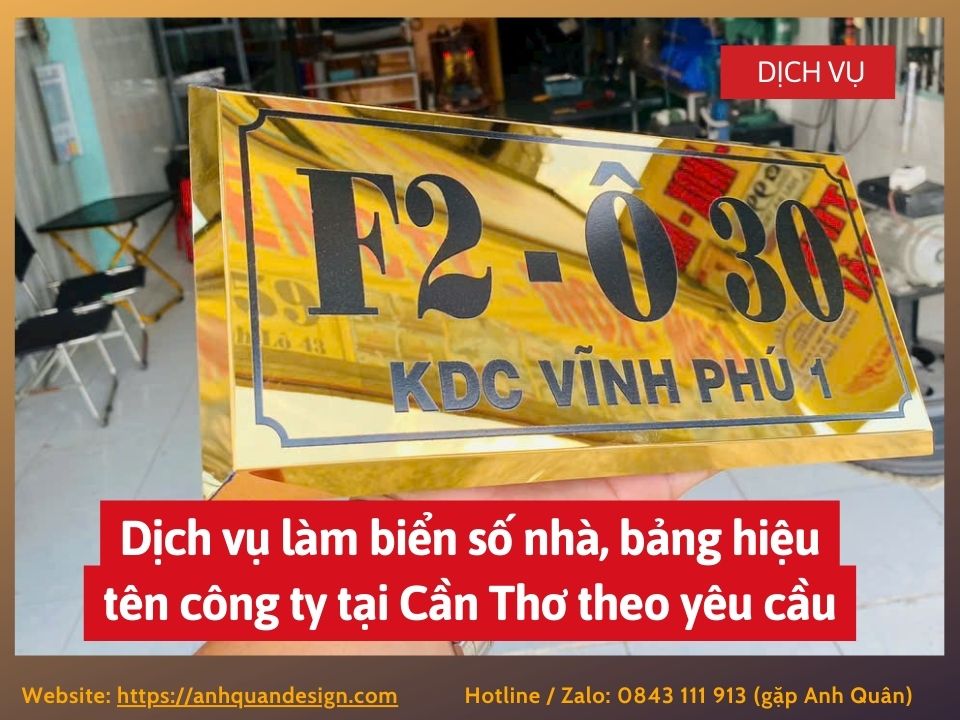 Dịch vụ làm biển số nhà, bảng hiệu tên công ty tại Cần Thơ theo yêu cầu