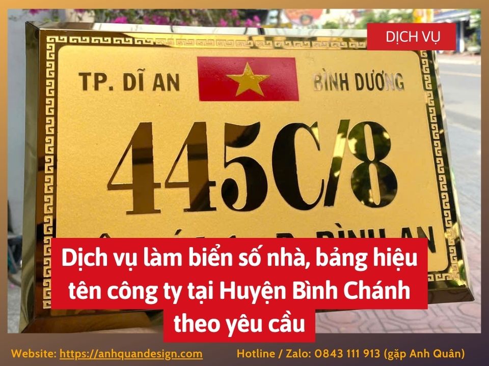 Dịch vụ làm biển số nhà, bảng hiệu tên công ty tại Huyện Bình Chánh theo yêu cầu 