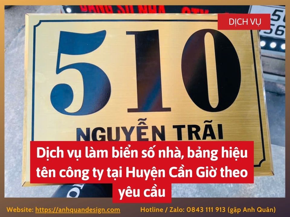 Dịch vụ làm biển số nhà, bảng hiệu tên công ty tại Huyện Cần Giờ theo yêu cầu