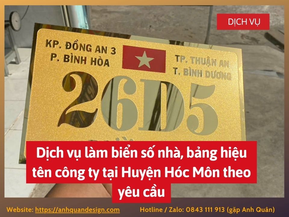 Dịch vụ làm biển số nhà, bảng hiệu tên công ty tại Huyện Hóc Môn theo yêu cầu