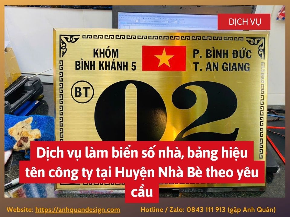 Dịch vụ làm biển số nhà, bảng hiệu tên công ty tại Huyện Nhà Bè theo yêu cầu