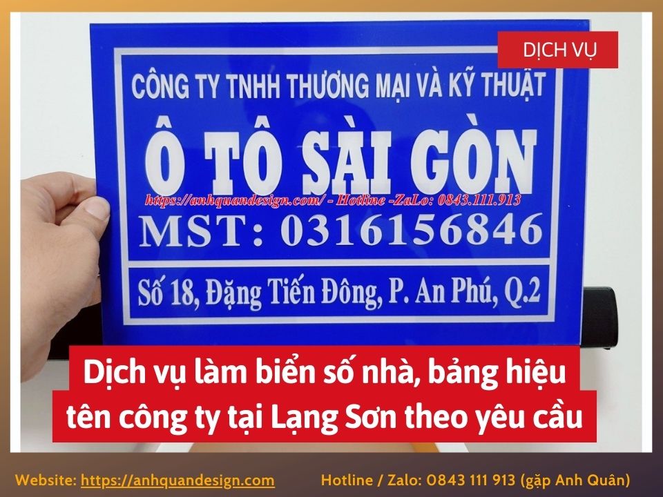 Dịch vụ làm biển số nhà, bảng hiệu tên công ty tại Lạng Sơn theo yêu cầu