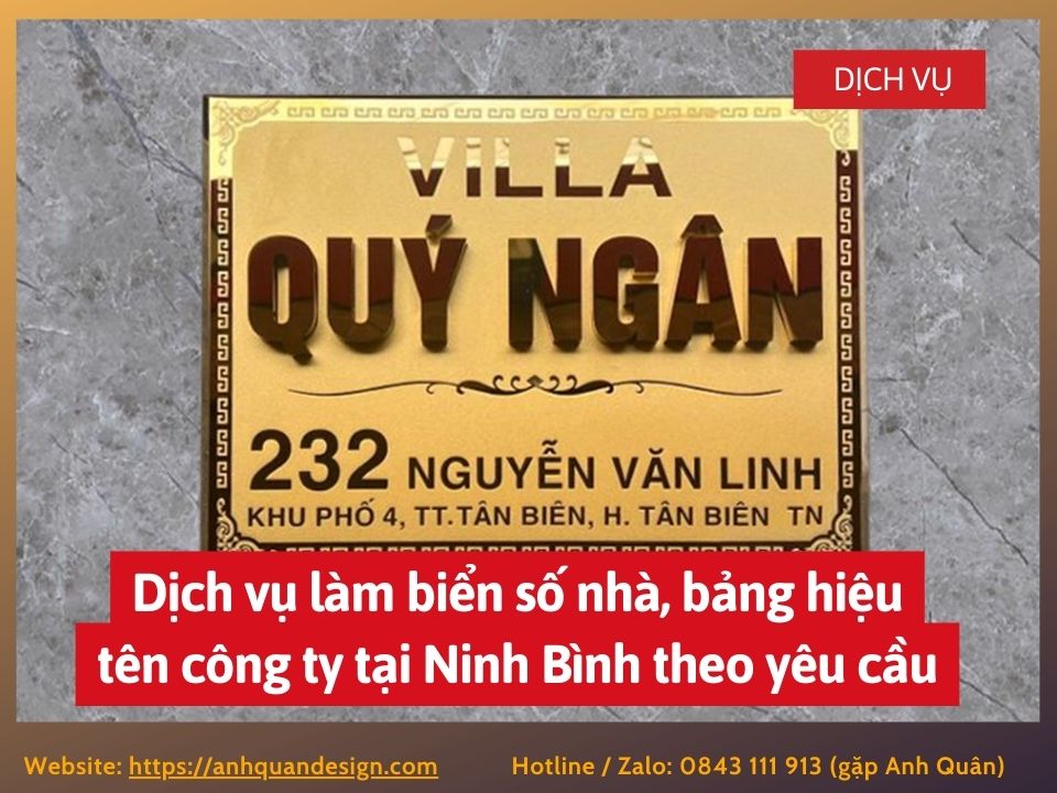 Dịch vụ làm biển số nhà, bảng hiệu tên công ty tại Ninh Bình theo yêu cầu