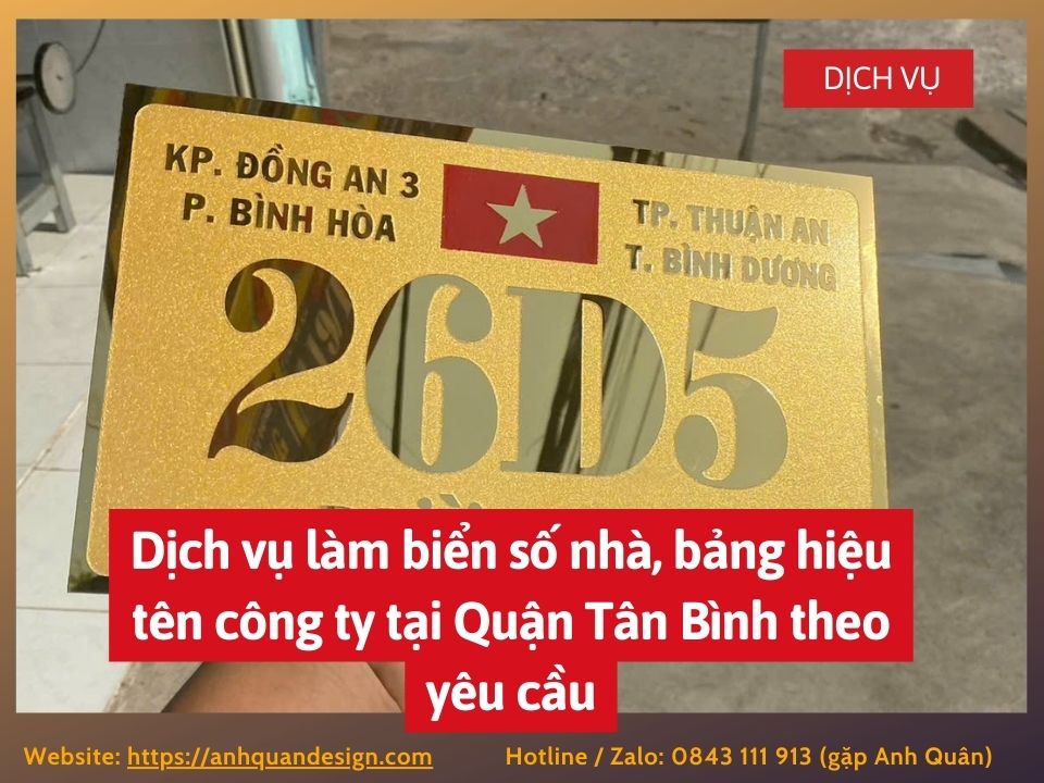Dịch vụ làm biển số nhà, bảng hiệu tên công ty tại Quận Tân Bình 0843111913