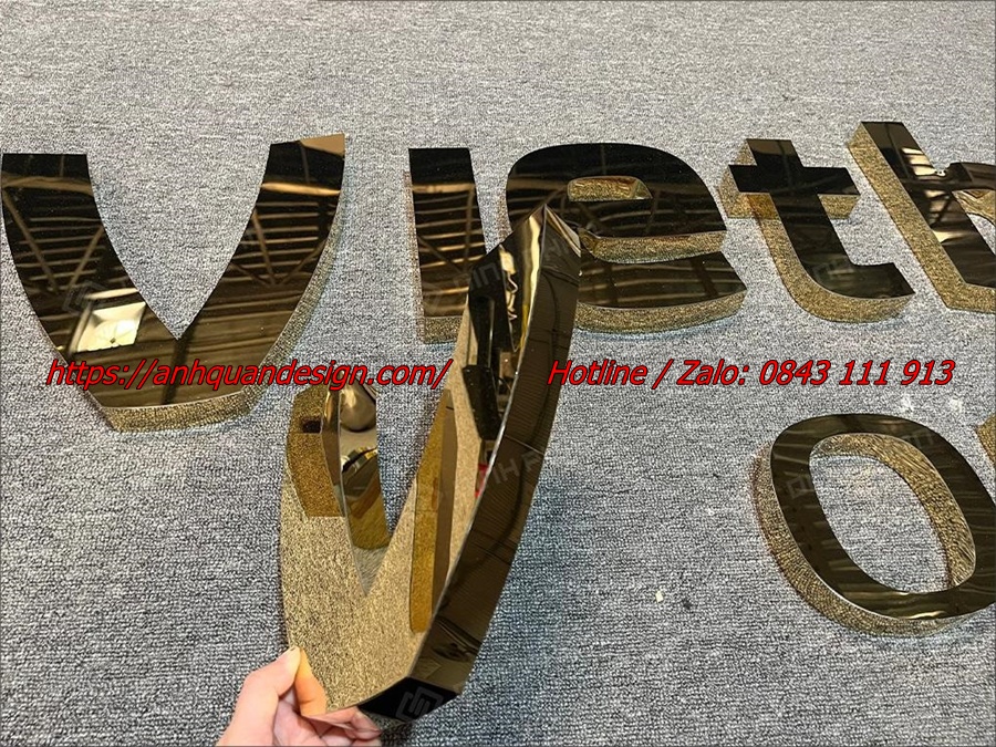 Gia công bảng inox, chữ inox, Logo inox