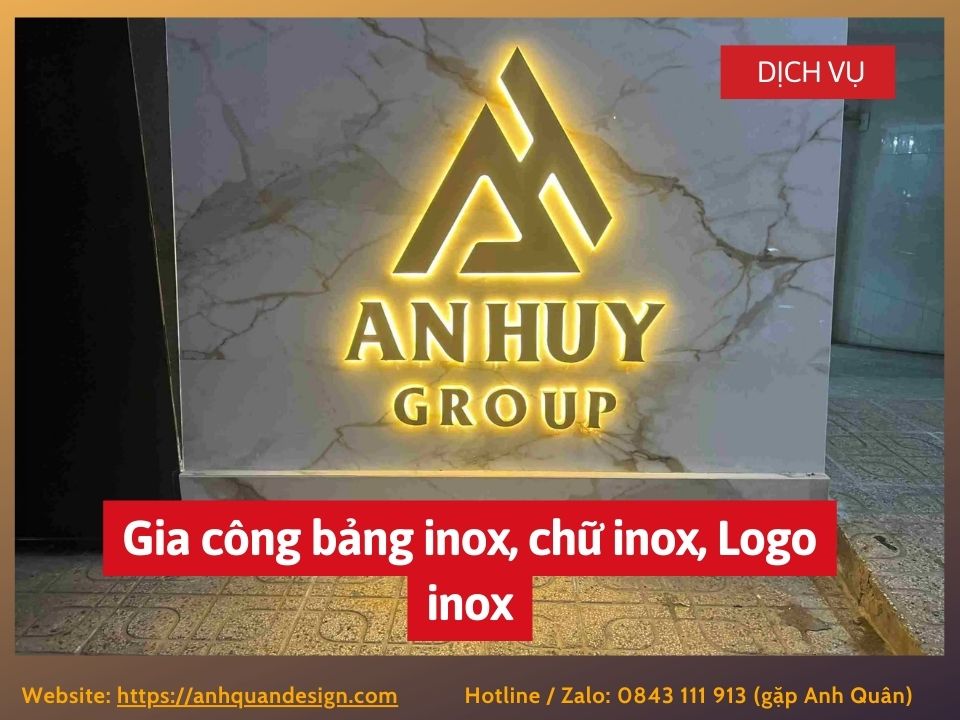 Gia công bảng inox, chữ inox, Logo inox