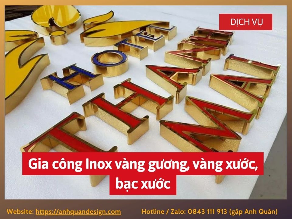 Gia công Inox vàng gương, vàng xước, bạc xước, .